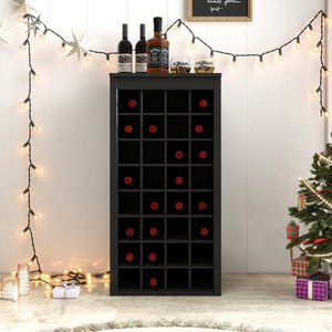 English Elm Black Walnut Modular Buffet Cabinet with Wine Storage Open Shelf and Drawer W331P410370