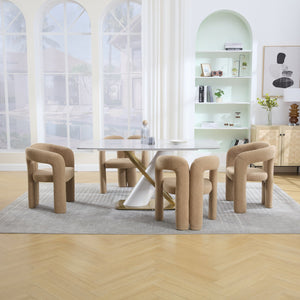 English Elm Contemporary Velvet Upholstered Barrel Accent Chair Set of 2 with Foam Seat, Steel Frame, Plush Upholstery Camel Teddy W395P224766