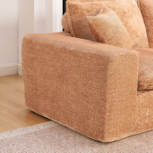 English Elm 107'' Boucle Modular Sectional with Reversible Chaise and Two Ottomans for Living Room Orange W1413S00169