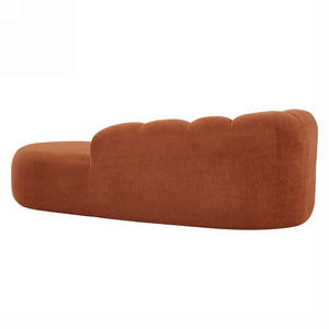English Elm 80" Curved Sofa Scalloped Bubble Back Polyester Upholstered Modern Living Room Seating Dark Orange N771P397555C
