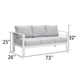 English Elm 5 Pieces Outdoor All-Weather Conversation Set, Sectional Sofa, Aluminum Couch - Light Gray Cushions