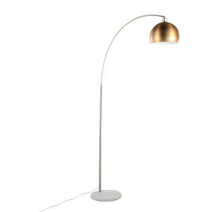 English Elm March Arc Floor Lamp with Marble Base Antique Brass Globe Shade for Modern Living B202S01373