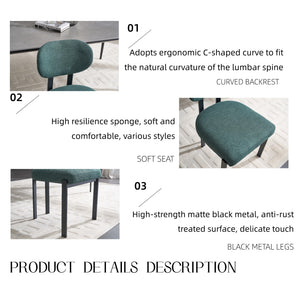 English Elm Modern Boucle Tufted Dining Chairs Set of 2 Mid-century Matte Leg Kitchen Seating Antique Green,Black W3244P296988