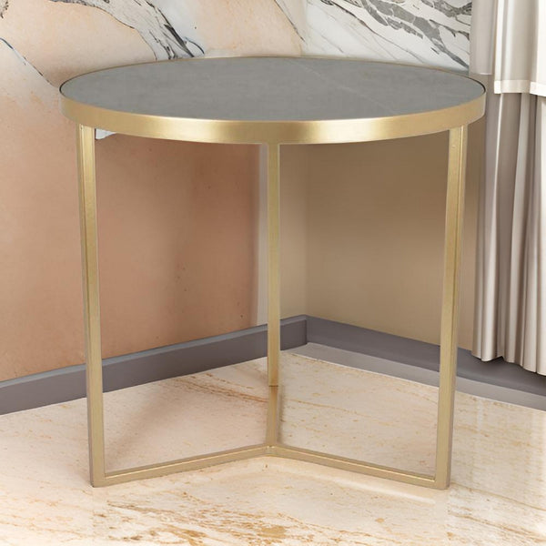 English Elm 20 Inch Gold Metal Tripod Plant Stand with Round White Marble Top for Living Rooms B056P416873