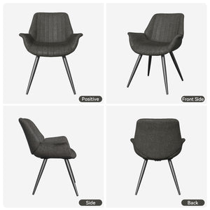 English Elm Dining Chairs Set Of 2 – Stylish Mid-Century Modern Upholstered Faux Leather Side Chairs In Dark Grey T3950P396564