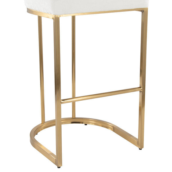 English Elm Fixed-height Barstools Powder Coated Steel Frame Brown Upholstered Seat Set of Two Gold+Creamy White B202P471218