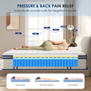 English Elm King Size Mattress - 12 Inch Hybrid Design With Pocketed Coils, Medium Firm, Hypoallergenic Comfort W2889P335717