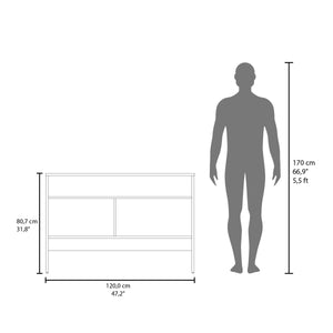 English Elm White Console Table with Two Doors and Three Shelves, Modern White Storage Console for Living Room Decor (98) B062P252129