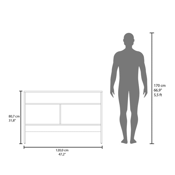 English Elm White Console Table with Two Doors and Three Shelves, Modern White Storage Console for Living Room Decor (98) B062P252129