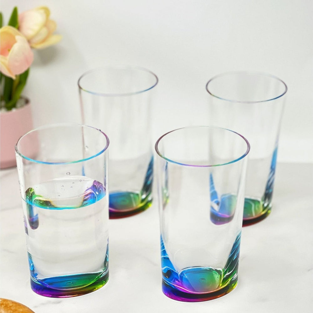English Elm Oval Halo Acrylic Glasses Set Of 4 - 15Oz Shatterproof Tumblers For Stylish Outdoor Entertaining B095120340-GIGA