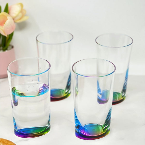 English Elm Oval Halo Acrylic Glasses Set Of 4 - 15Oz Shatterproof Tumblers For Stylish Outdoor Entertaining B095120340-GIGA