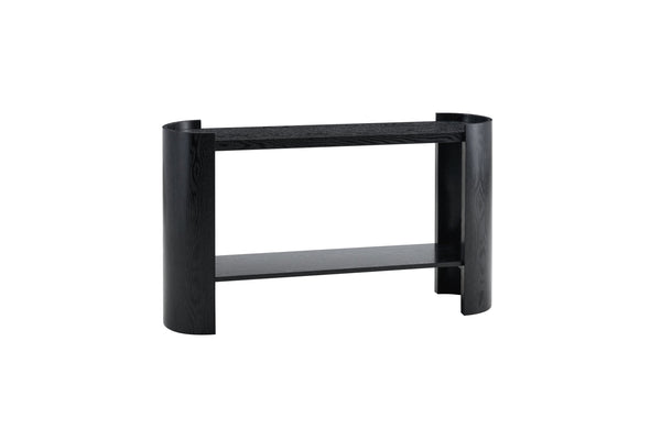 English Elm Double-layer Matte Black Console Table Curved Shelf Minimalist Entryway Sofa Side W3875P388012