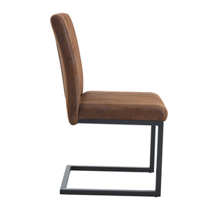 English Elm 4 Ergonomic Brown Dining Chairs with Breathable Fabric, Sponge Comfort & Sturdy Black Metal Legs W1151P266890