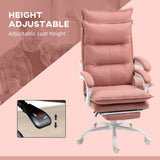 English Elm Vinsetto Executive Massage Office Chair With 6 Vibration Points, Microfiber Computer Desk Chair, Heated Reclining Chair With Footrest, Armrest, Double Padding, Pink