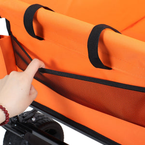 English Elm 3-in-1 Convertible Folding Wagon with Bench Seat Steel Frame 500lb Capacity Orange W2932P283542