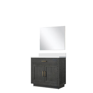 English Elm Black Oak Single Bath Vanity Set With Cultured Marble Top & Frameless Mirror For Elegant Bathrooms B2731S02116