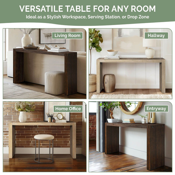 JLA Home INK+IVY - Counter-Height Acacia Console Table with Wire-Brushed Finish, Decorative Hardware, Slim Versatile Design Brown II120-0509