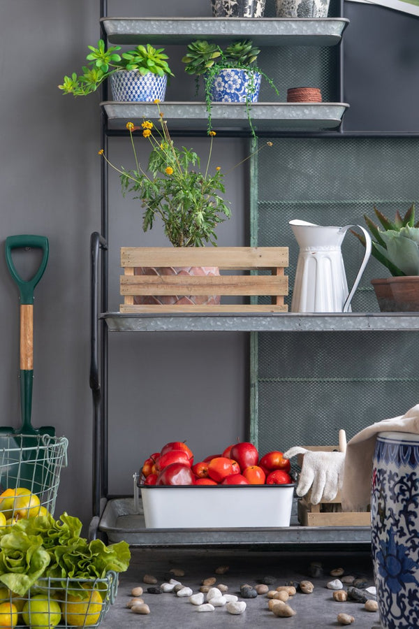 English Elm 36x18.5x70" Industrial Iron Tiered Shelf with Magnetic Board for Kitchen or Patio W2078P499968
