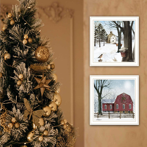 English Elm Trendy Decor 4u Billy Jacobs Winter Pastoral 2 Piece White Framed Wall Art Set B067P256613