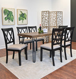 7-Piece Arroyo Hairpin Dining Set, Rich Black Finish, Rustic Style