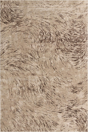 Unique Loom Oasis Wave Machine Made Abstract Rug Brown, Beige/Ivory/Light Brown 7' 0" x 10' 0"