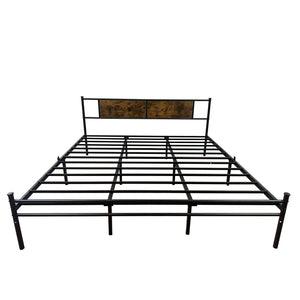 English Elm Queen Victorian Platform Bed Wood Paneling Metal Frame with Under Bed Storage Space W3286P308744