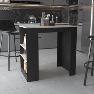 English Elm Kitchen Island Wenge Macadamia Counter-Height Dining & Prep Station with Shelves for Storage and Entertaining (98) B062111734