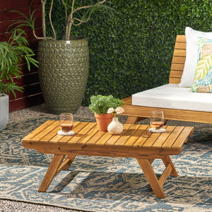 English Elm Christopher Knight Home® - SEDONA Acacia Outdoor Coffee Table with Open Slat Top, Durable Wood Design for Patio Living Spaces Teak 41.5 L x 28.25 W x 7.5 H 65811.00