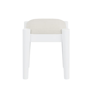 English Elm 39" Retro Bohemian Makeup Vanity Set with Rattan Drawers, USB Charging Port, Cushioned Stool, 4-Drawer Storage White 44.1 L x 18.75 W x 10.5 H N733P180011K