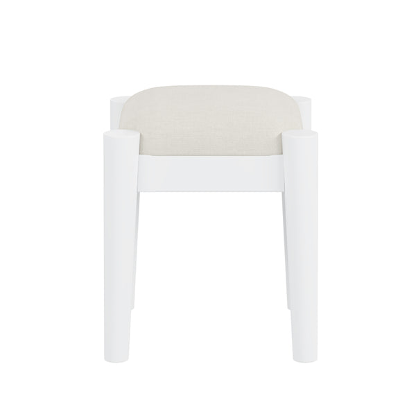 English Elm 39" Retro Bohemian Makeup Vanity Set with Rattan Drawers, USB Charging Port, Cushioned Stool, 4-Drawer Storage White 44.1 L x 18.75 W x 10.5 H N733P180011K