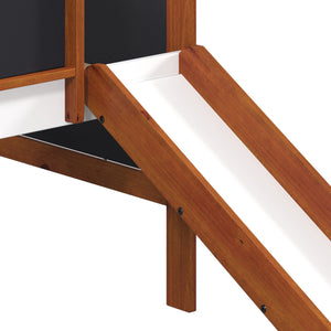 English Elm Cherry Cherry Oak and White Twin Loft Bed with Slide, Left Ladder, Blackboard Panels, 13-Slat Support B062S00462