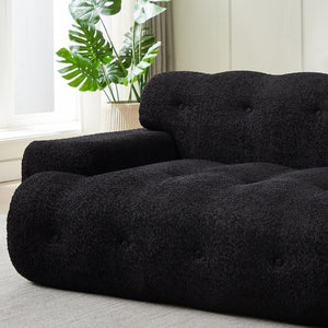 English Elm [video]87.4-inch Cloud Series Chenille Three-seater Sofa with Tufted Square Arms for Living Rooms Black W3505P383950