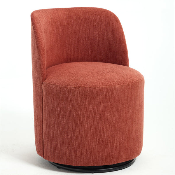 English Elm Set Swivel Barrel Accent Chair Armless Linen Upholstered Compact Seat for Dining Vanity Bedroom Orange W3244P454057