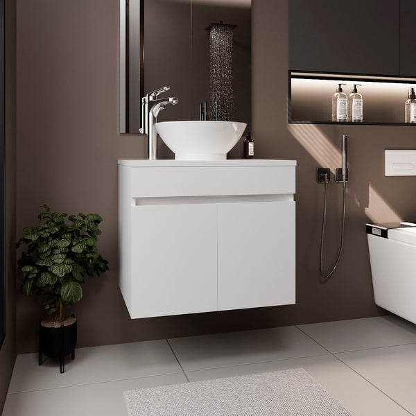 English Elm Bathroom Vanity Slim Sink Cabinet with Single Door, Engineered Wood, Space-Saving Modern Design White 27.56 L x 22.05 W x 12.2 H B097P350318