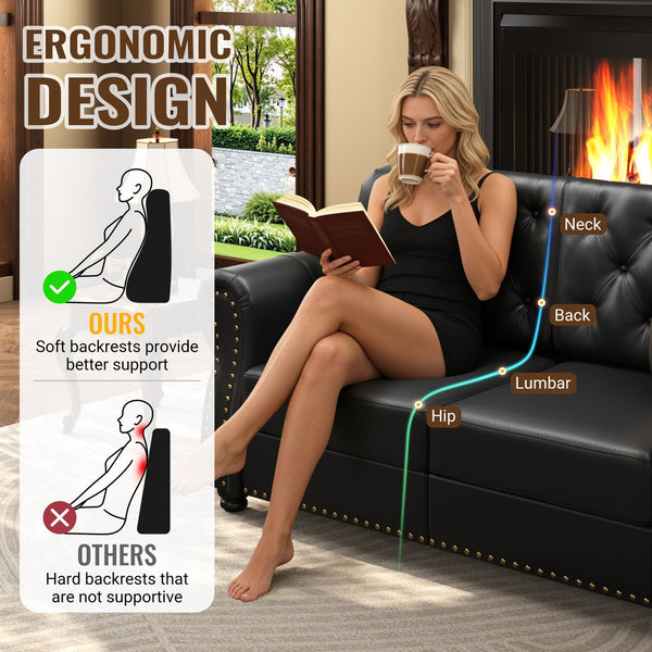 English Elm 82.6"upholstered Velvet Chesterfield Sofa with Button Tufting Nailhead Trim Rolled Arms Black W1885S00420