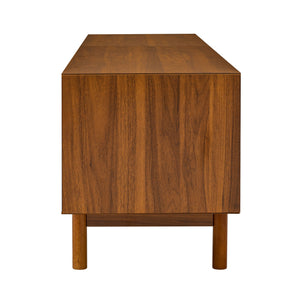 English Elm 78 Inch Rattan Media Console with Rubberwood Legs Walnut Finish Living Room Storage N710P407810P