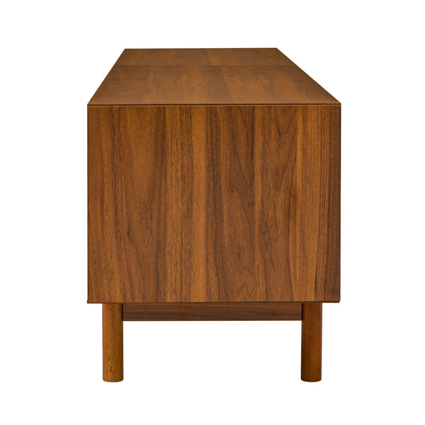 English Elm 78 Inch Rattan Media Console with Rubberwood Legs Walnut Finish Living Room Storage N710P407810P