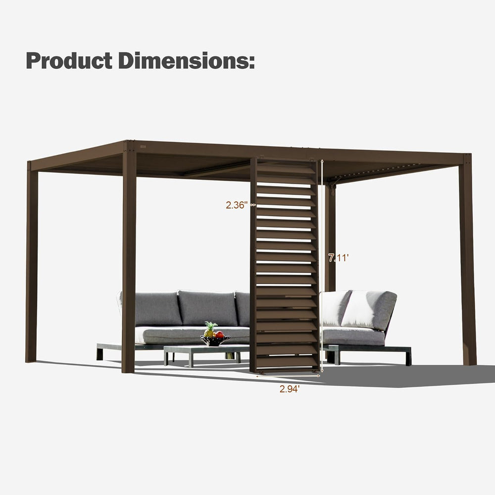 English Elm Outdoor Aluminum Louvered Pergola Screen Panel for Patio Privacy and Wind Protection W1859P446171