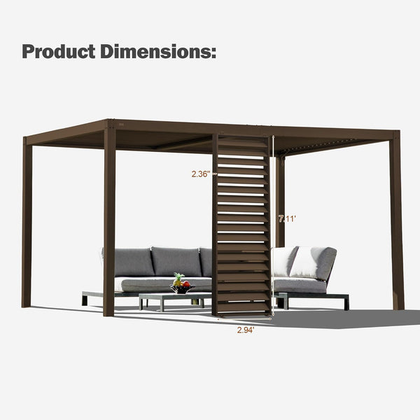 English Elm Outdoor Aluminum Louvered Pergola Screen Panel for Patio Privacy and Wind Protection W1859P446171