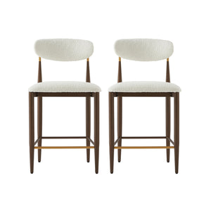 English Elm Christopher Knight Home® - ARMLESS Modern Upholstered Counter Stool Set of 2 with Iron Toothpick Frame, Gold Trim Accents Beige+Brown N771P316339J
