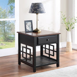 OSP Home Furnishings Oxford Side Table with Drawer Black Frame / Cherry Top