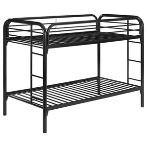 English Elm Celeste Black Metal Twin Over Twin Bunk Bed - Space-Saving Design With Rung Ladder & Guardrails B062P340727