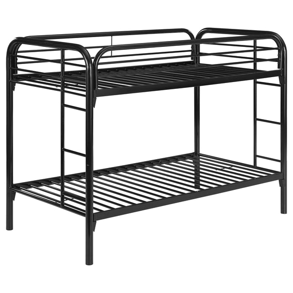 English Elm Celeste Black Metal Twin Over Twin Bunk Bed - Space-Saving Design With Rung Ladder & Guardrails B062P340727
