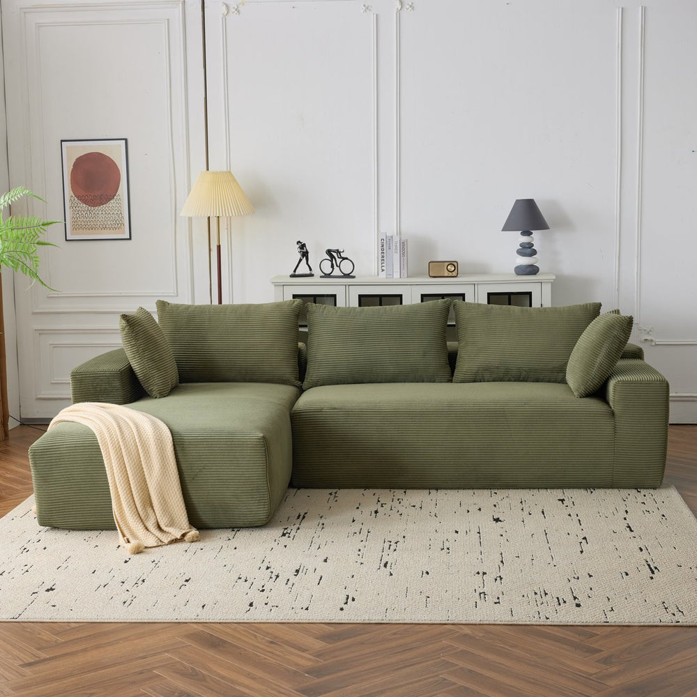 English Elm 108*68 Inch Extra Large Modular Cloud Sofa For 4 – Luxurious Green Corduroy, No Assembly Needed! W1829S00050