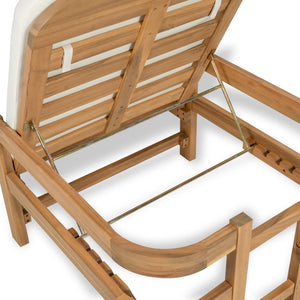 English Elm Christopher Knight Home® - Outdoor acacia chaise lounge with adjustable recline, durable hardwood frame and water‑resistant cushion comfort Cream Color,Light Teak 52.25 L x 28.5 W x 8.75 H N776P266158C