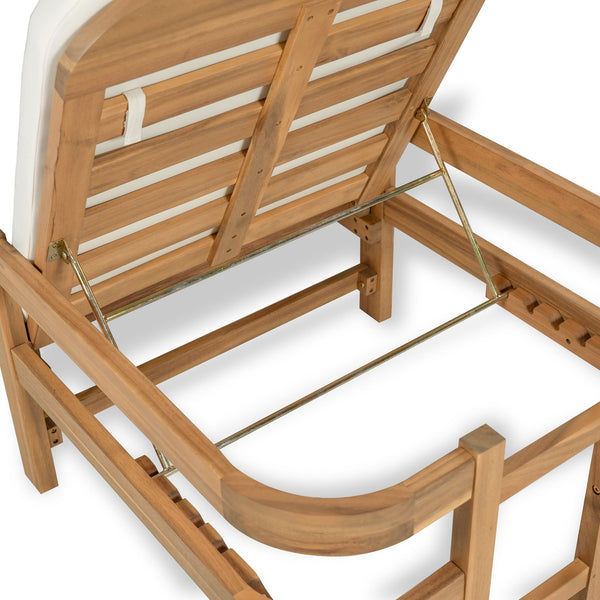 English Elm Christopher Knight Home® - Outdoor acacia chaise lounge with adjustable recline, durable hardwood frame and water‑resistant cushion comfort Cream Color,Light Teak 52.25 L x 28.5 W x 8.75 H N776P266158C