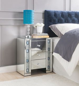 English Elm Sonia Mirrored Faux Agate 3 Drawer Glam Accent Table with Crystal Knob Hardware B2726P448756