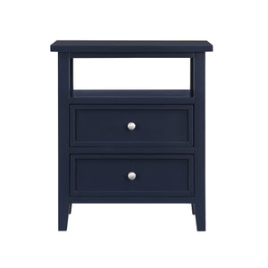 English Elm Weston Midnight Blue 2-Drawer Nightstand with Open Shelf, Solid Wood & MDF, Nickel Knobs, Durable Finish B050P376945