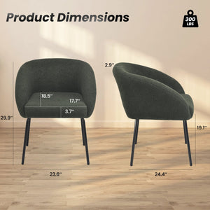 English Elm Kitchen Mid-Century Dining Chairs Set of 2 with Rattan Backrest, Cantilever Aluminum Legs, 300lb Capacity Green T3623P408498