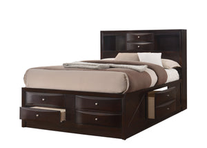 English Elm 1Pc Contemporary Queen Captain'S Platform Bed With Storage, Cherry Finish, Solid Wood Design & Style B011S01460